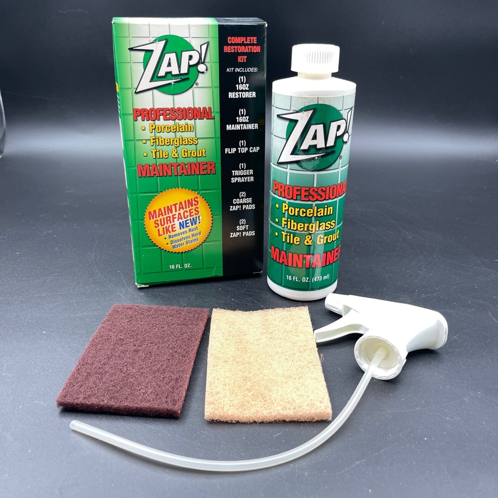 Zap Professional Porcelain Fiberglass Tile & Grout Maintainer 16oz Cleaning Kit